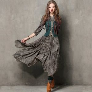 Keer Qiaowa lace up botice prairie maxi dress